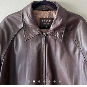 Vintage Brown Leather Bomber Jacket